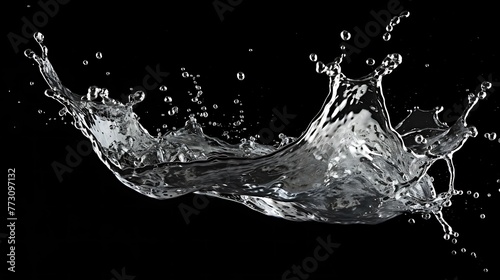 Isolated water splash for product on the black background AI generated