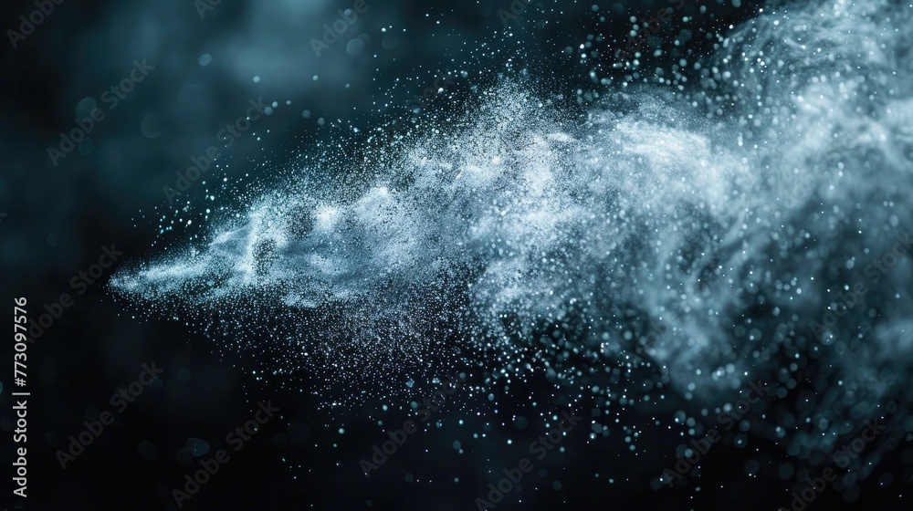 Hyper-realistic view of a sneeze in slow motion, capturing the dispersion of allergens - obrazy, fototapety, plakaty 