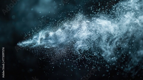 Hyper-realistic view of a sneeze in slow motion, capturing the dispersion of allergens photo