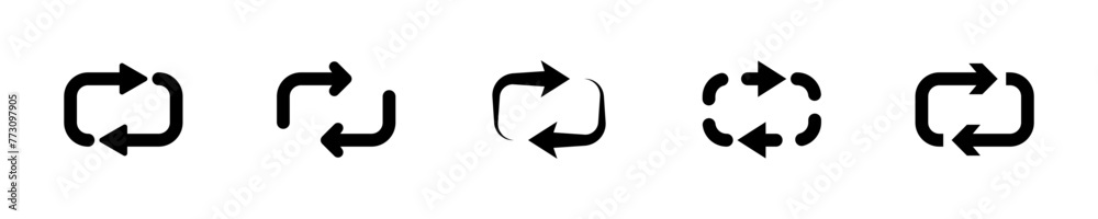 Set of repeat vector symbols. Repetition arrow icon. Sync or rerun sign. Vector 10 Eps.