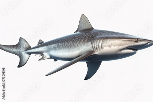 Shark's Menacing Presence in White © PixelMaster