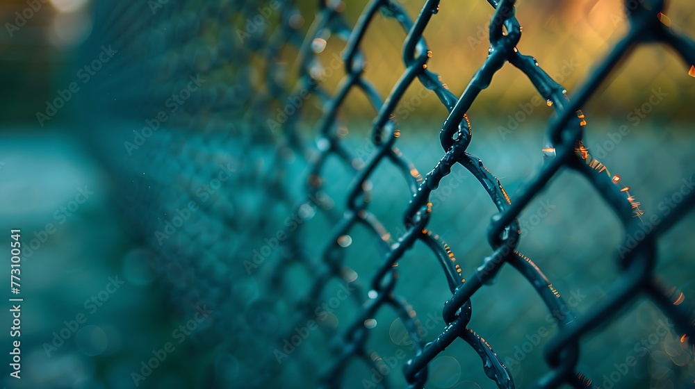 Get up close and personal with the intricate weave of a cricket net, where countless hours of practice and dedication have honed the skills of aspiring players. - obrazy, fototapety, plakaty 