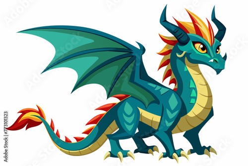 fantasy-dragons-clipart-magic-dragon--vector-white background. © mk graphics