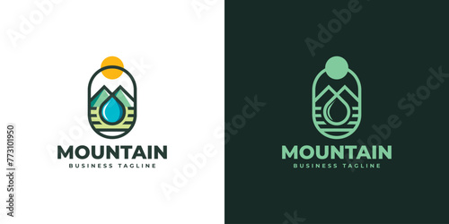 nature drop mountain logo vector