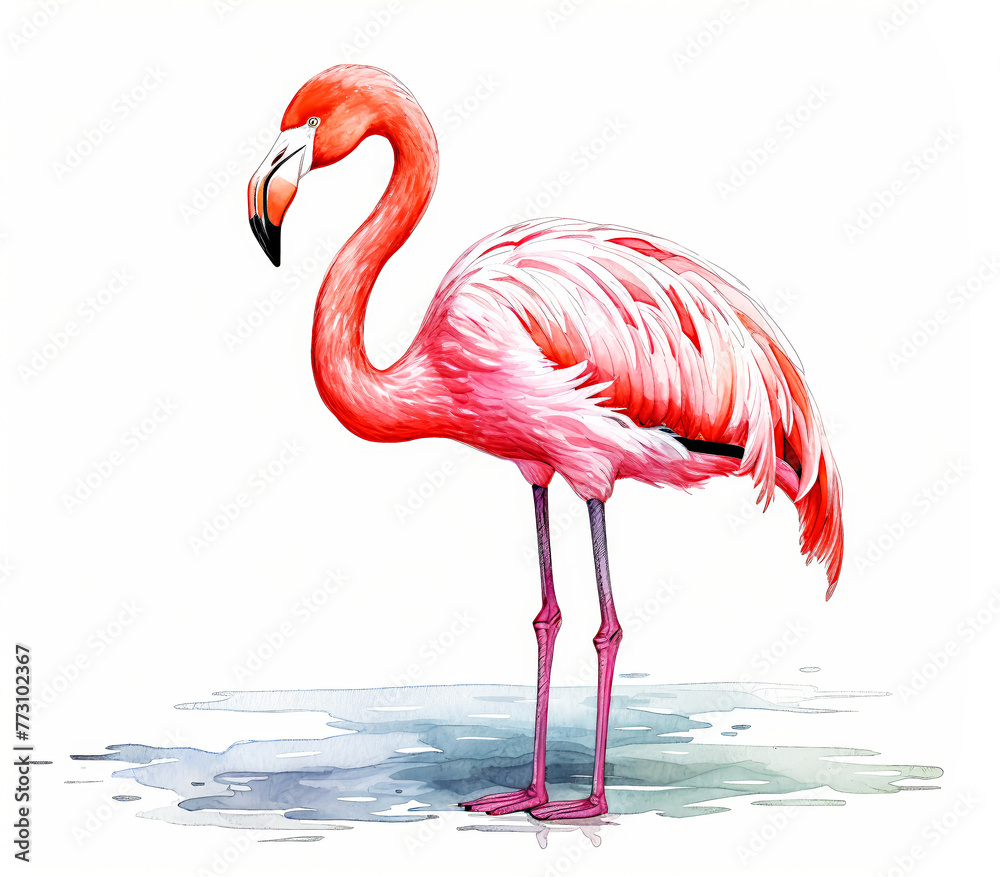 Fototapeta premium Watercolor Flamingo illustration isolated on white background