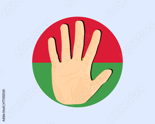 Burkina Faso flag with hand stop sign, protest and human rights idea
