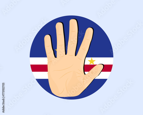 Cape Verde flag with hand stop sign, protest and human rights idea