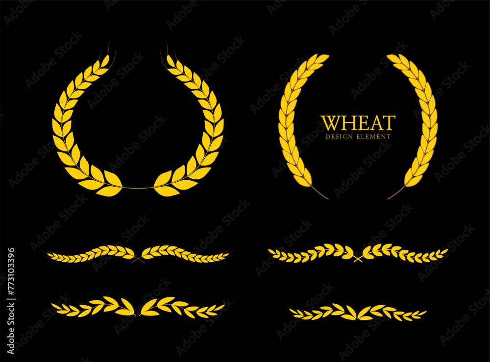 Gold laurel wreath icon. Wheat ears icons set. depicting an award, winner, achievement, emblem. Vector illustration Gold laurel wreath icon. Wheat ears icons set. depicting an award, winner, achievement, emblem. Vector illustration
