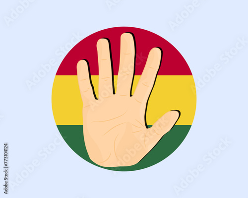 Ghana flag with hand stop sign, protest and human rights idea