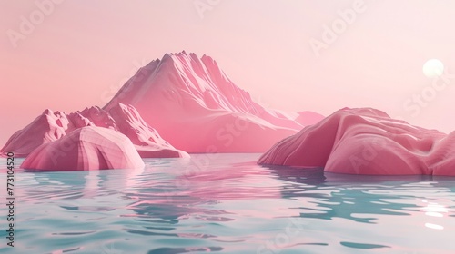 Surreal pink exterior. Abstract architectural background for advertising.