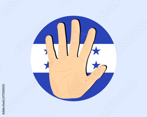 Honduras flag with hand stop sign, protest and human rights idea
