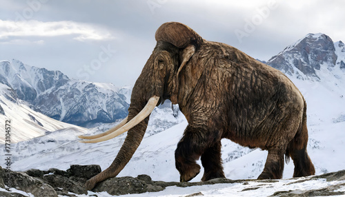 Majestic Mammoth Roaming Arctic Wonderland. Generative AI