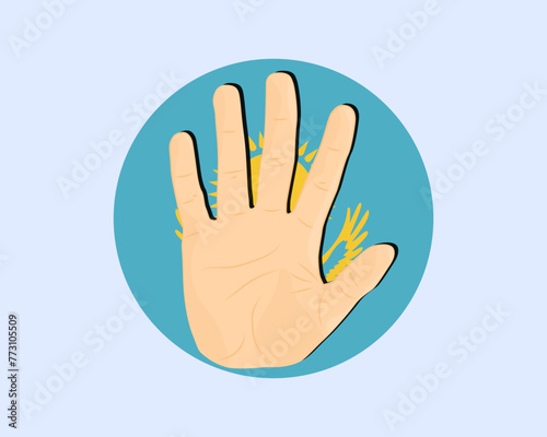 Kazakhstan flag with hand stop sign, protest and human rights idea