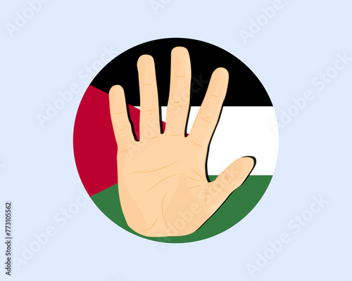 Jordan flag with hand stop sign, protest and human rights idea