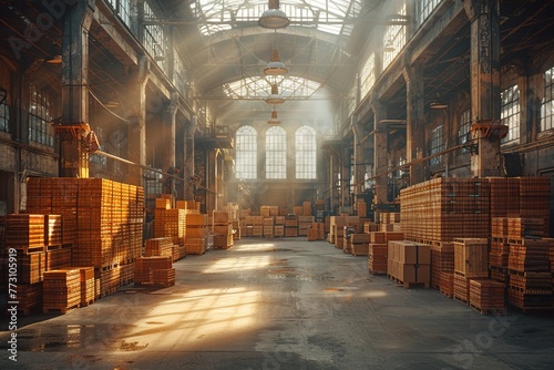Interior of a large post office warehouse