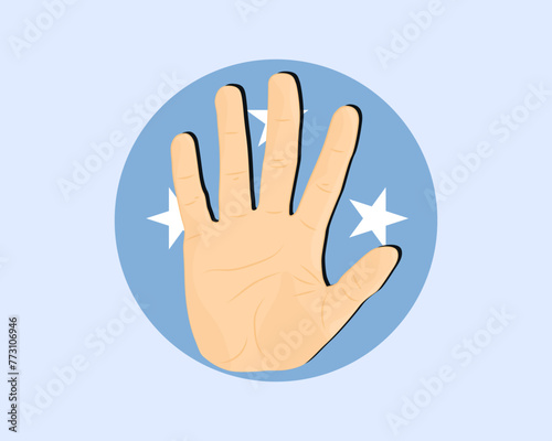Micronesia flag with hand stop sign, protest and human rights idea
