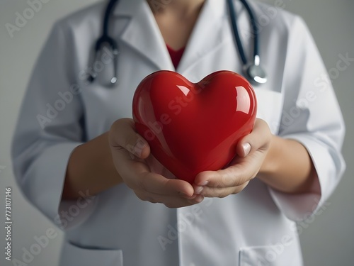 Doctor holding a red heart in hand Medical Health Care World Heart Day - World Health Day
