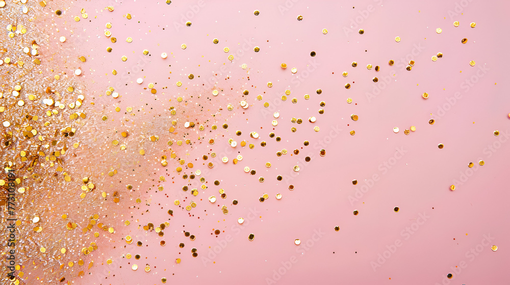 pink background with golden decoration , generative ai