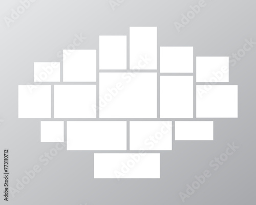 Vector empty collage board sixteen images, photos