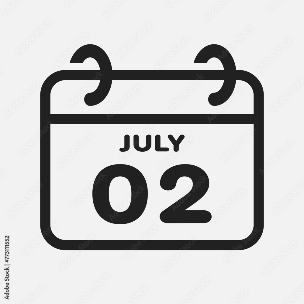 Icon page calendar day - 2 July Icon page calendar day - 2 July