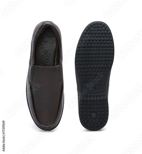 grain leather slip on shoes isolated on white background