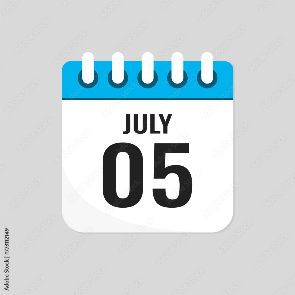Icon page calendar day - 5 July Icon page calendar day - 5 July