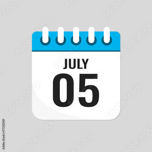 Icon page calendar day - 5 July