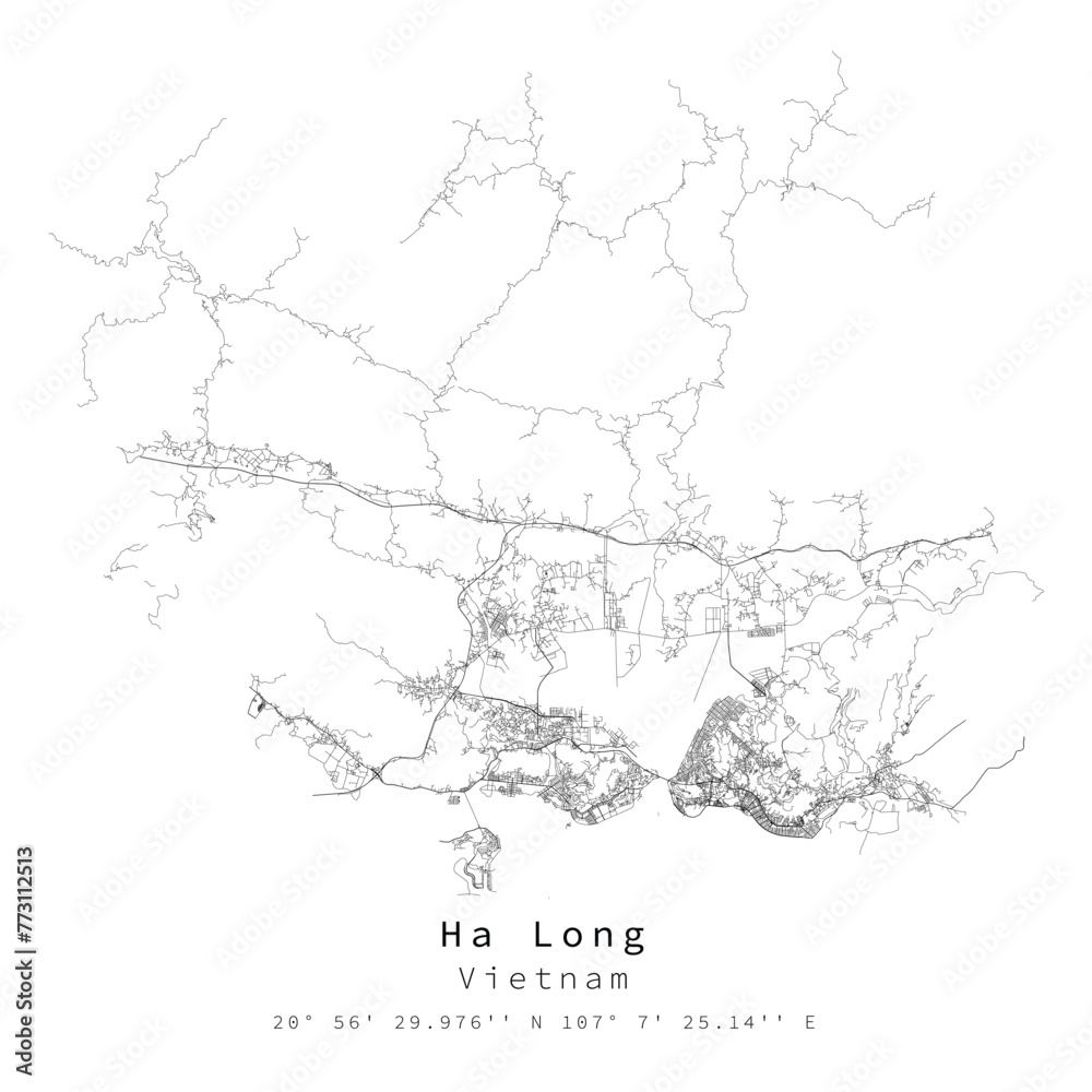 Ha Long,Vietnam Urban detail Streets Roads Map  ,vector element template image