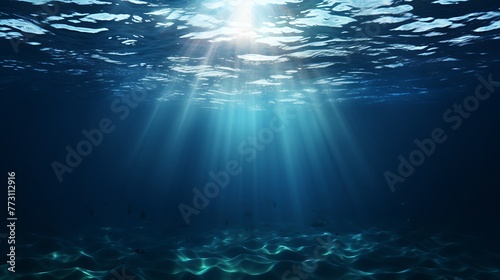 Underwater Ocean - Blue Abyss With Sunlight Diving And Scuba Background AI generated