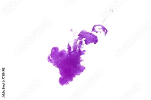 Purple color dye melt on white background,Abstract smoke pattern,Colored liquid dye,Splash paint