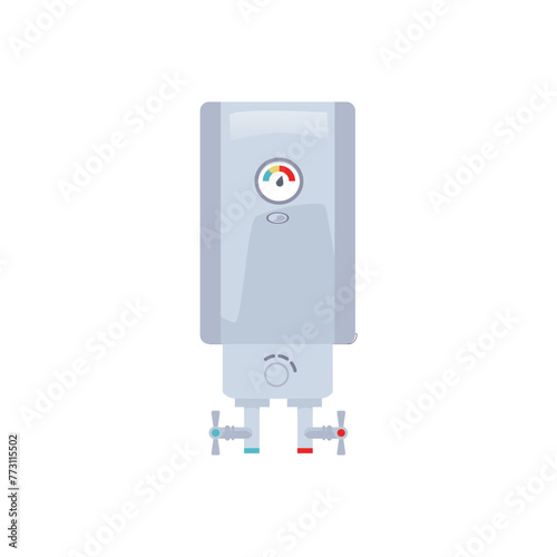 Vector icon gray metal icon of an electric boiler of a gas heater with cold and hot water