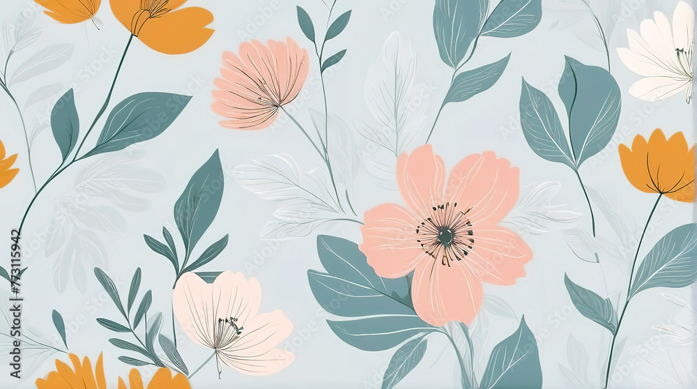Seamless floral pattern in pastel colors. Vector illustration.