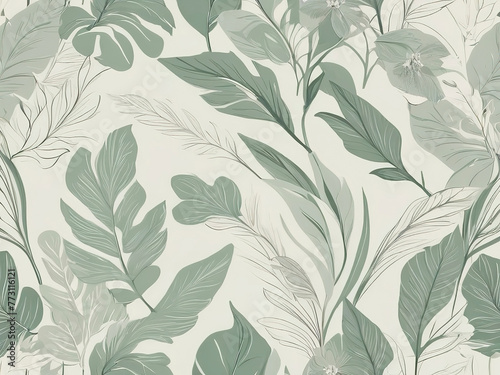 Seamless floral pattern with flowers and leaves in pastel colors