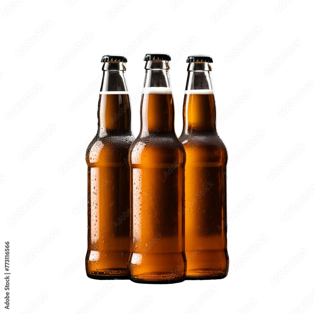 A Product shot beer bottle pack, Isolated on transparent PNG background, Generative ai