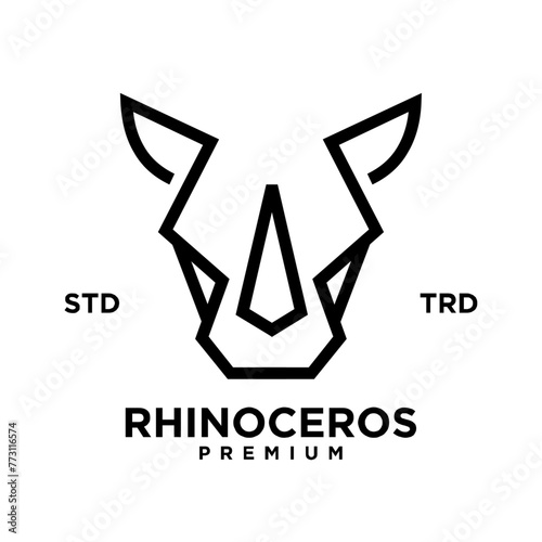 Simple rhino Head logo design with unique concept