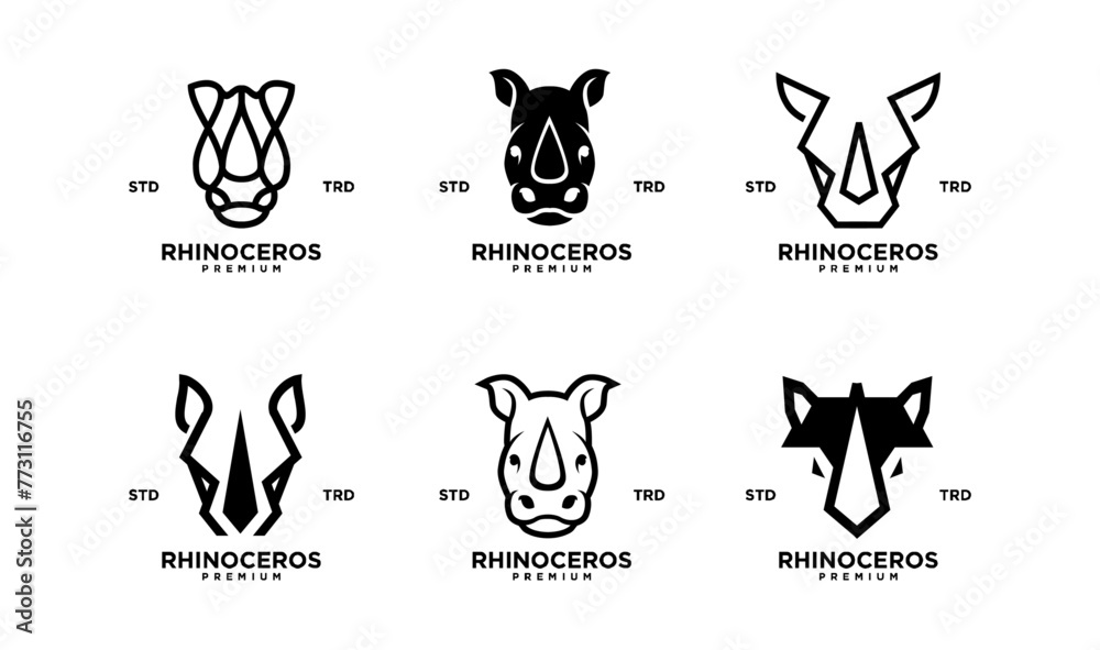 Simple rhino Head logo design with unique concept Simple rhino Head logo design with unique concept