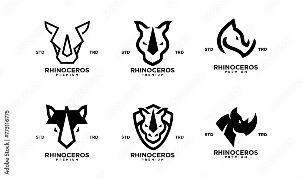 Simple rhino Head logo design with unique concept Simple rhino Head logo design with unique concept