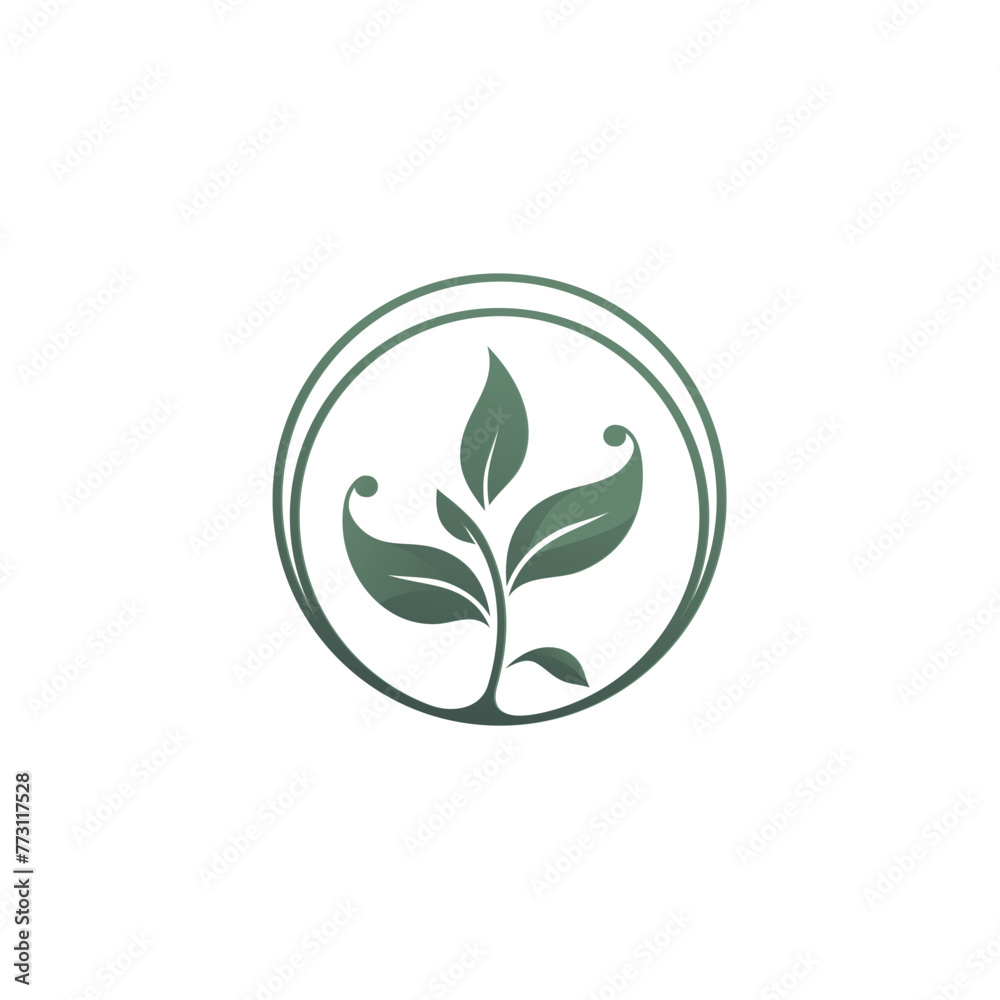 Flat vector luxury leaf line logo design template Flat vector luxury leaf line logo design template