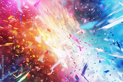 Abstract colorful light explosion with particles
