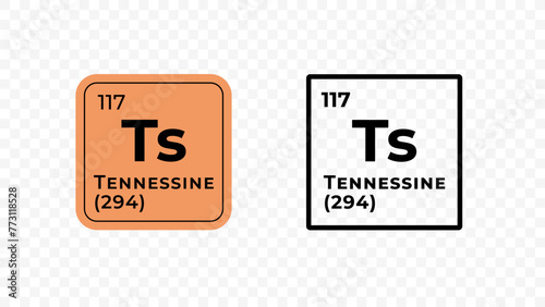 Tennessine, chemical element of the periodic table vector design