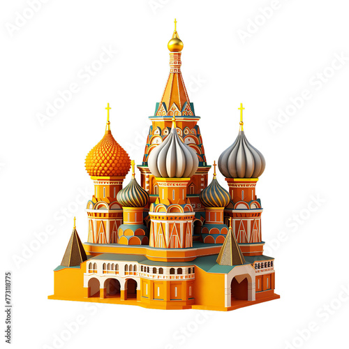 A Simple St Basils Cathedral toy no details, Isolated on transparent PNG background, Generative ai photo