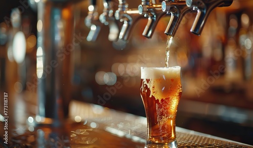 Filling a glass of beer. The concept of pleasure and relaxation.