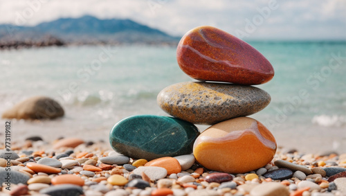 High quality photo of colorful rocks on the beach 49