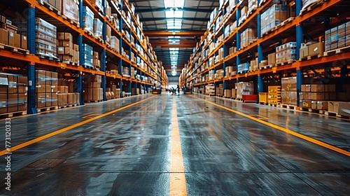 Efficient warehouse operations in motion, showcasing seamless logistics management.