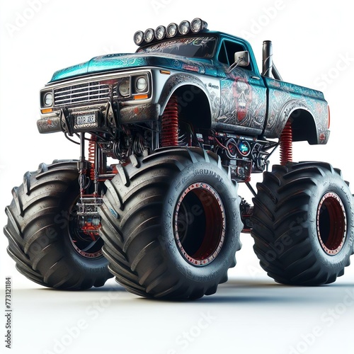 Monster Truck, white background, square picture