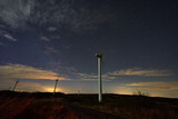 Night sky landscape wind turbine