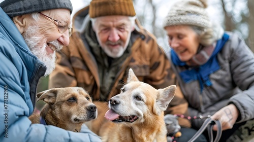 Elderly Friends Volunteer at Local Animal Shelter Caring for Rescued Dogs and Cats