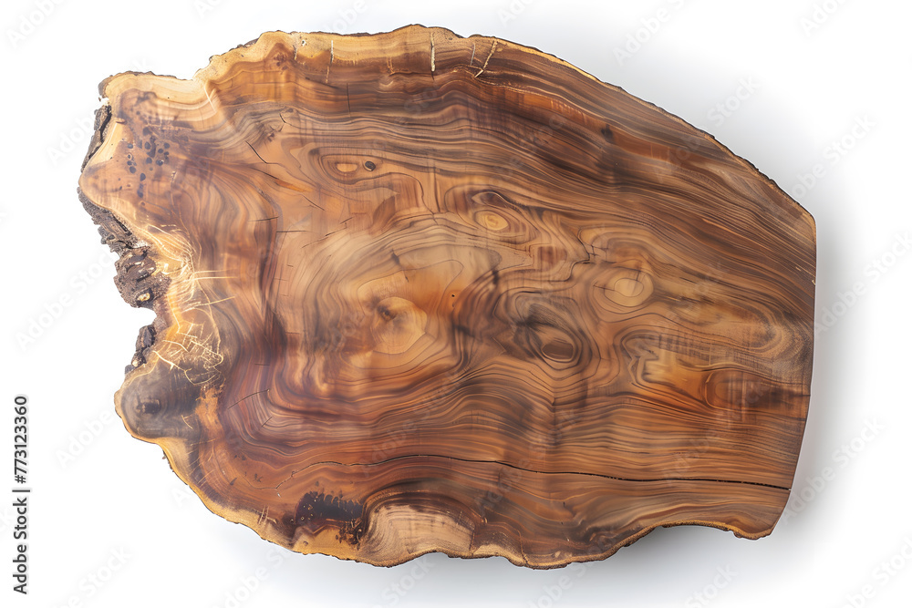 Natural Wood Slab top view isolated on white background Natural Wood Slab top view isolated on white background