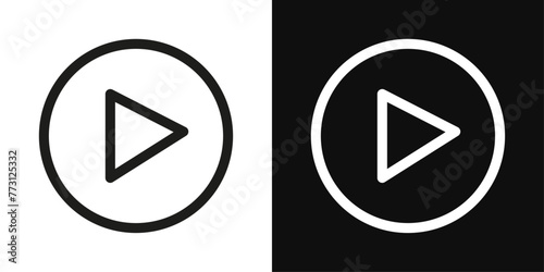 Video Start and Play Button Icons. Audio Playback and Media Activation Symbols.