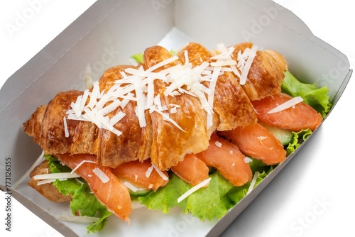 Croissant with salmon photo